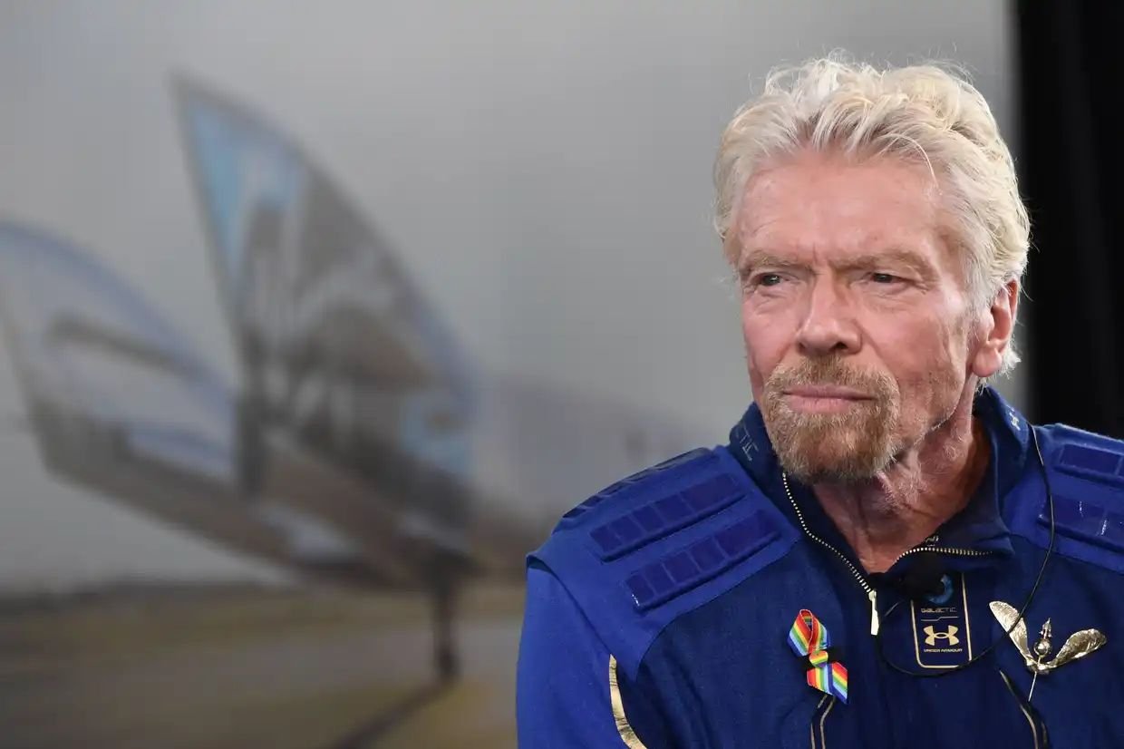 Sir Richard Branson speaks after he flew into space aboard a Virgin Galactic vessel © Getty Images