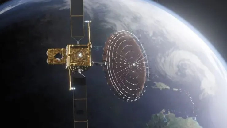 An artist’s rendering of an I6 satellite in orbit.